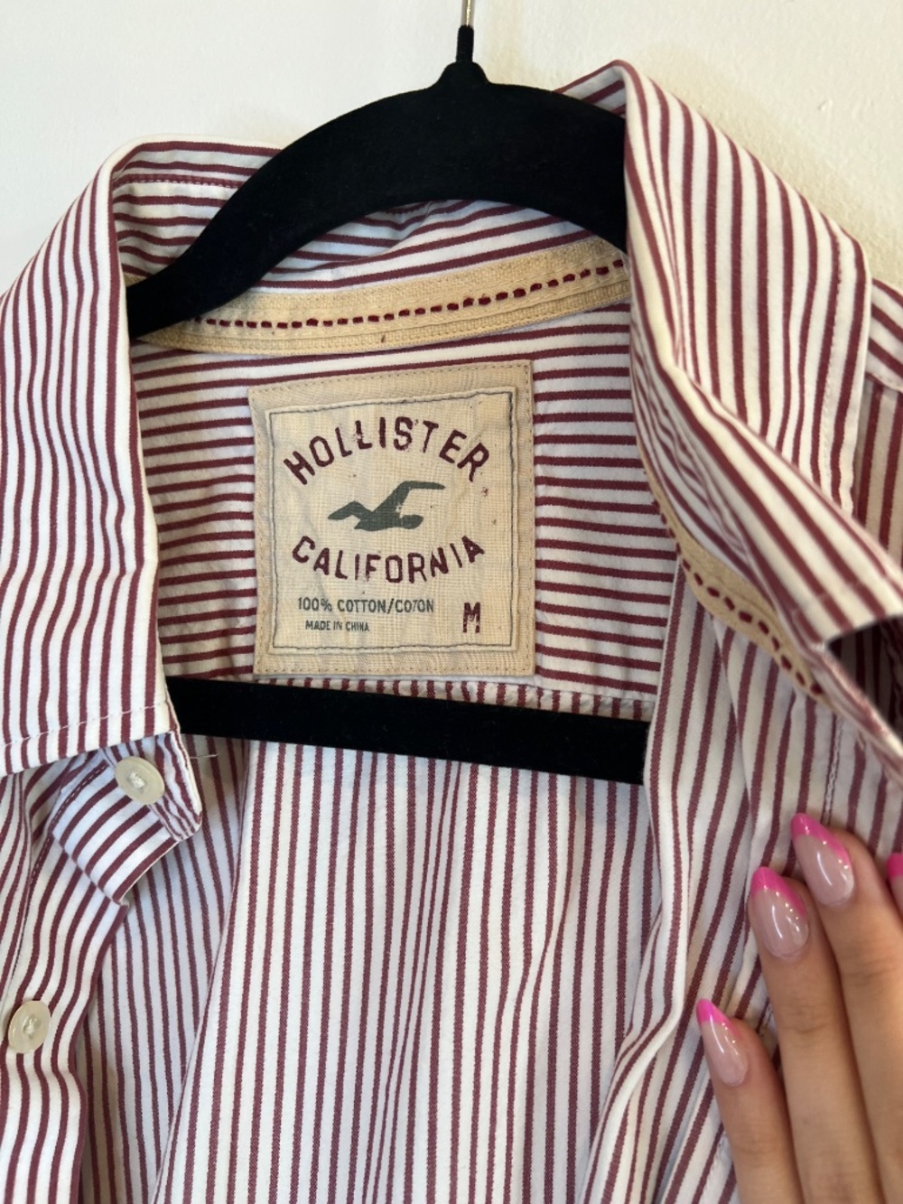 Hollister Pacific Merch Red Stripe Button Down Shirt Cotton Size M - Picture 4 of 4